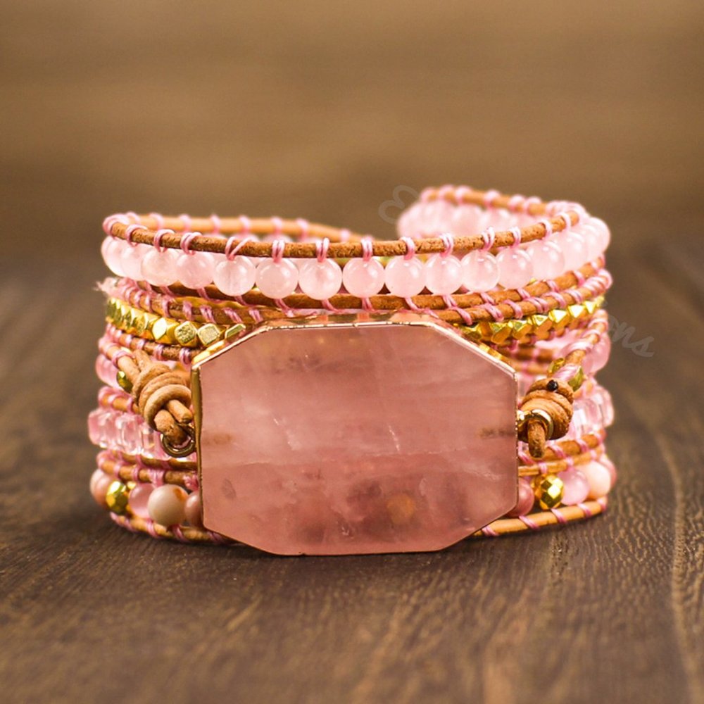 Natural Rose Quartz Stone Bracelet